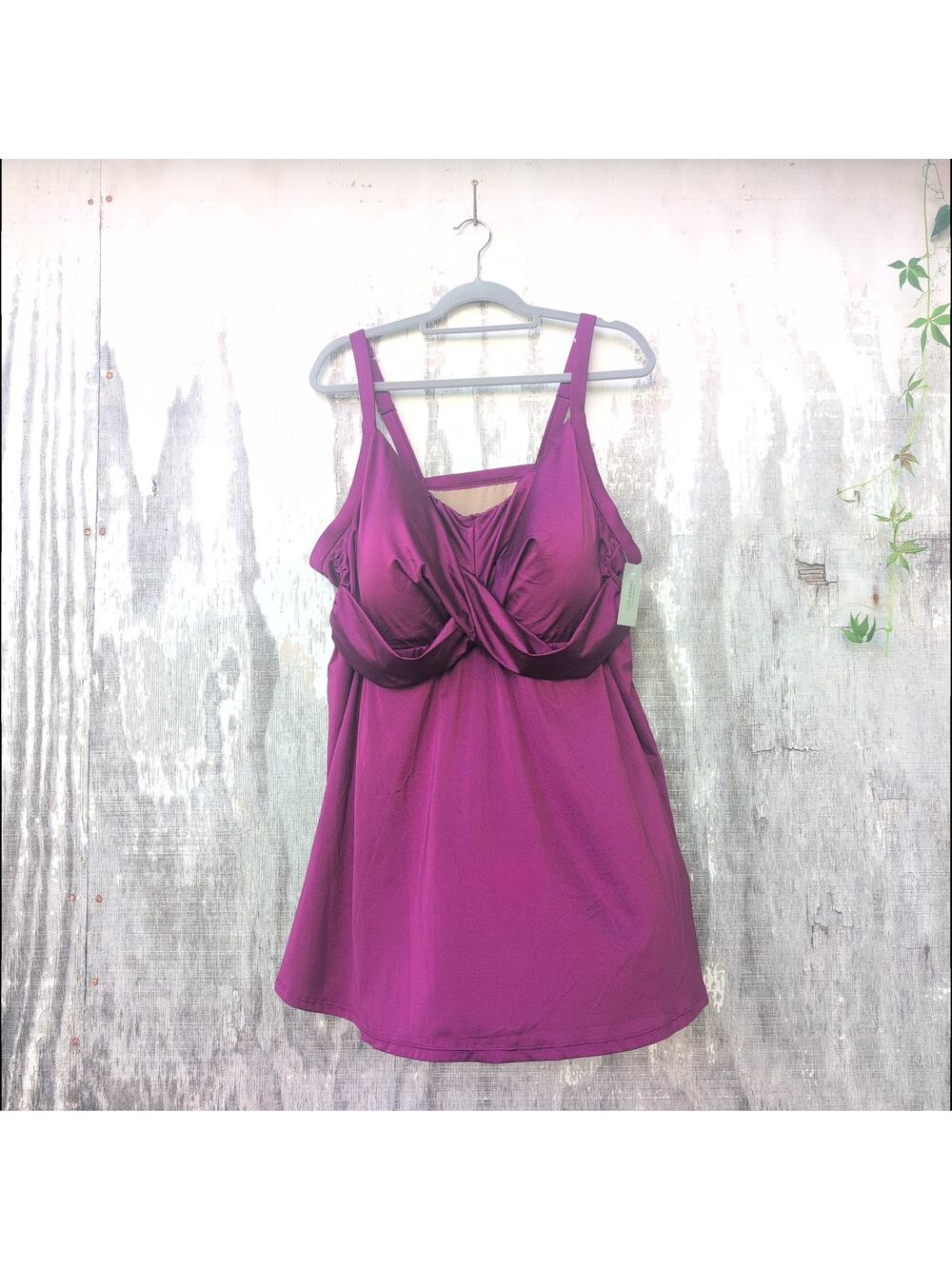 Catherine's NWT Tankini Swim Top Flowy Full Coverage Women's 30W